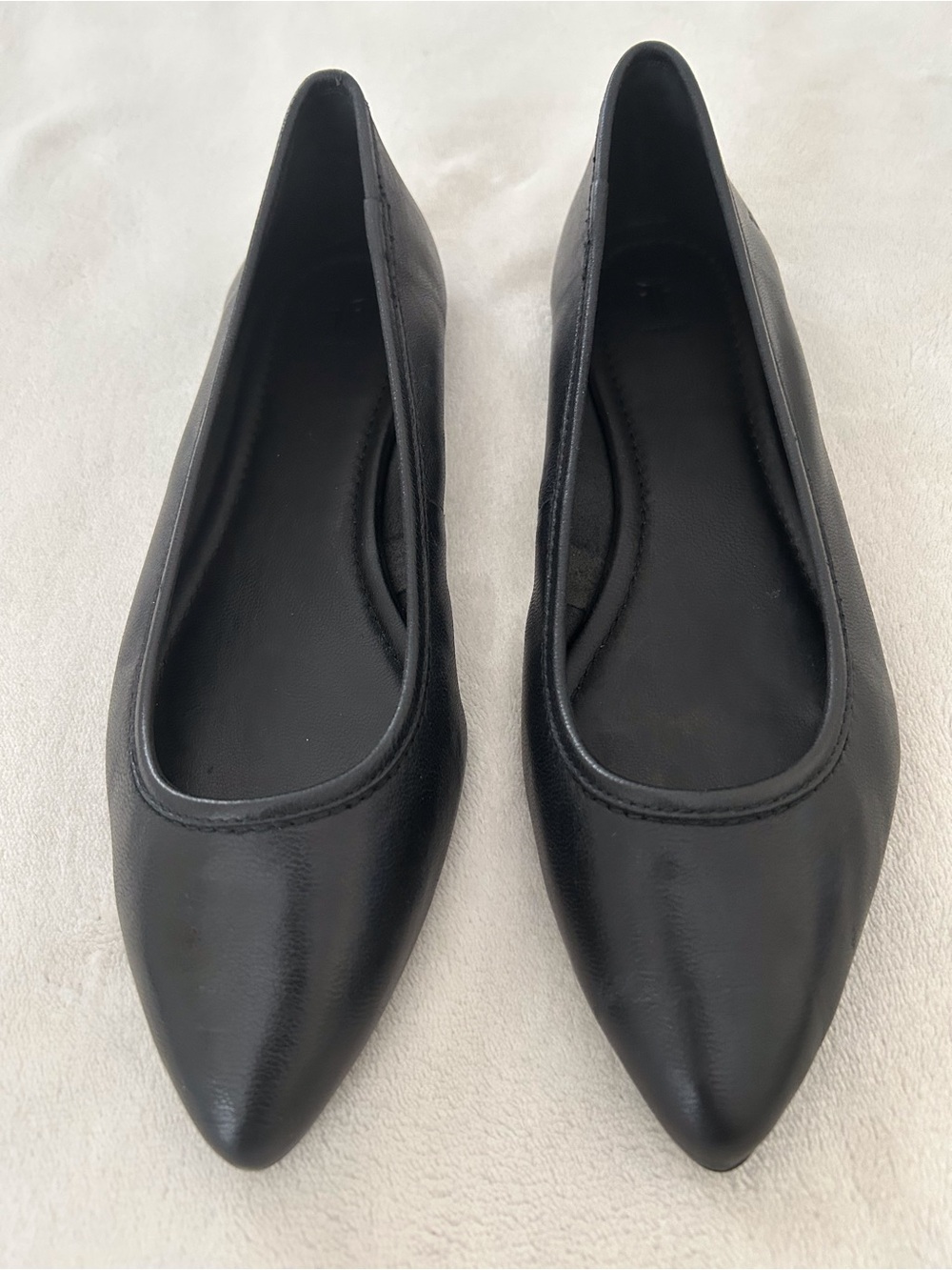 Frye Black Pointed Leather Ballet Flats